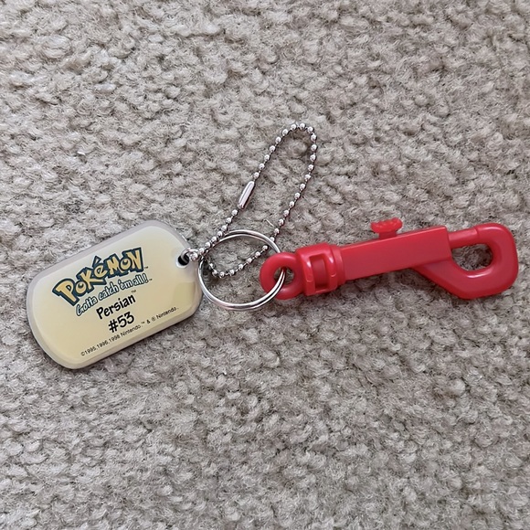 Pokemon Collectible Dog Tag Necklace Keychain 2pc Set Persian #53 Vintage 90s - Picture 3 of 5